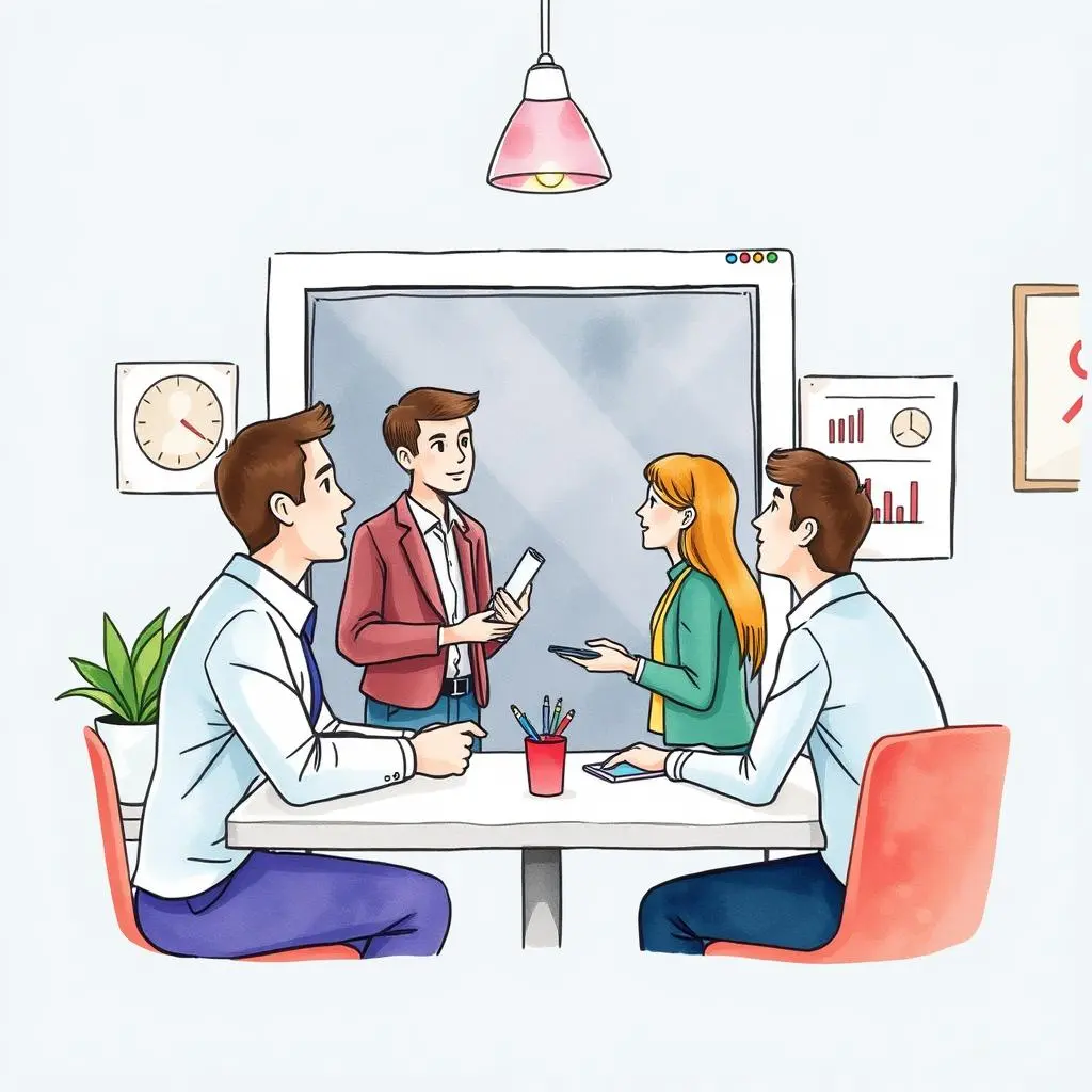 Engagement script writer: Create scripts for customer interaction scenarios 1 Team collaborating on customer engagement strategies in a modern meeting room.
