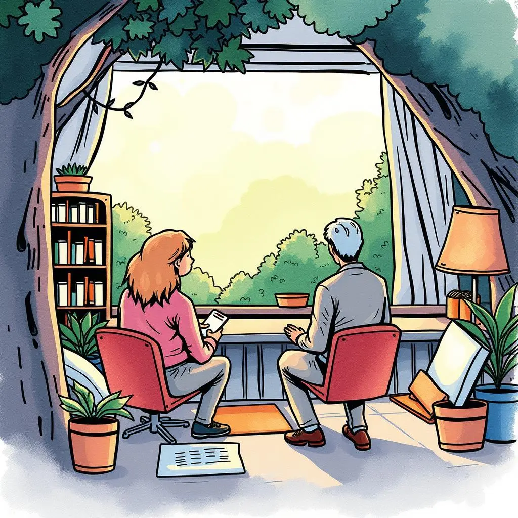 Survey response analyzer: Summarize and interpret survey feedback automatically 1 Two professionals discussing insights from survey feedback in a cozy office.