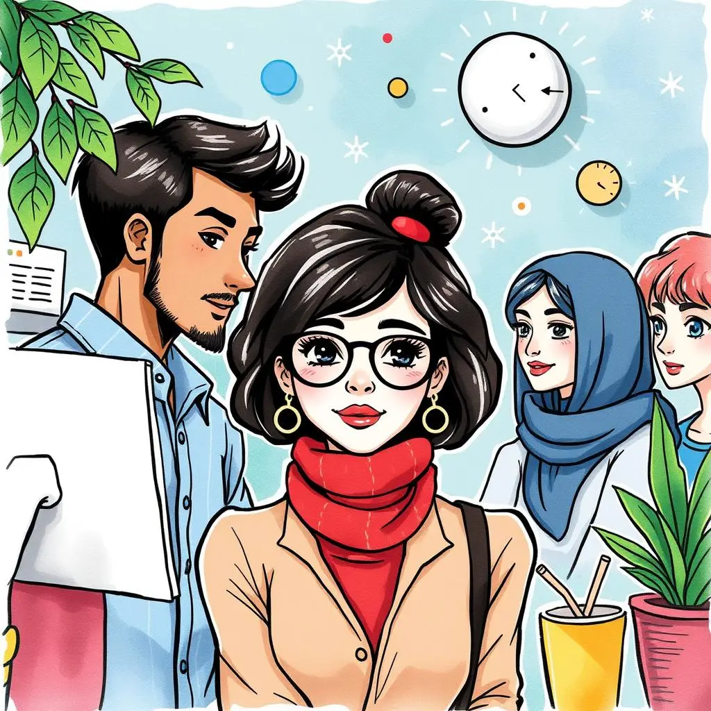 Customer persona builder: Generate tailored customer persona descriptions 1 A group of diverse individuals engaged in conversation, symbolizing customer persona development.