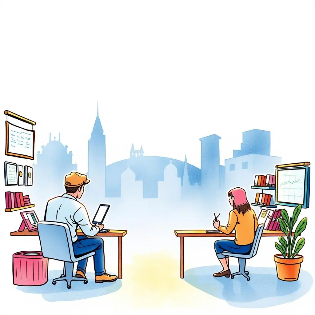 Segmentation strategy builder: Develop targeted approaches for market segments 1 Two analysts collaborating on market segmentation strategies in a bright office setting.