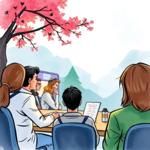 User Preferences Analysis Generator brainstorming session with diverse professionals around a table