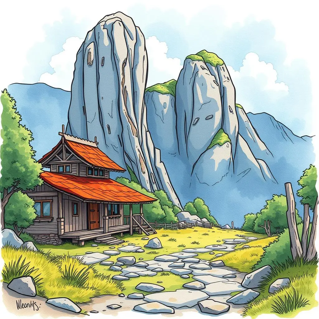 Null management tool: Detect and handle null entries automatically 1 Scenic landscape featuring a mountain cabin and towering cliffs.