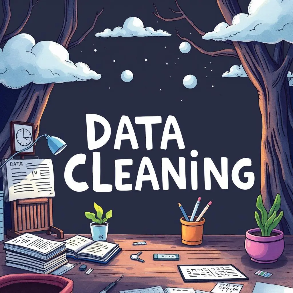 Text standardization tool: Normalize text for uniformity 1 Illustration depicting a workspace focused on data cleaning tasks.