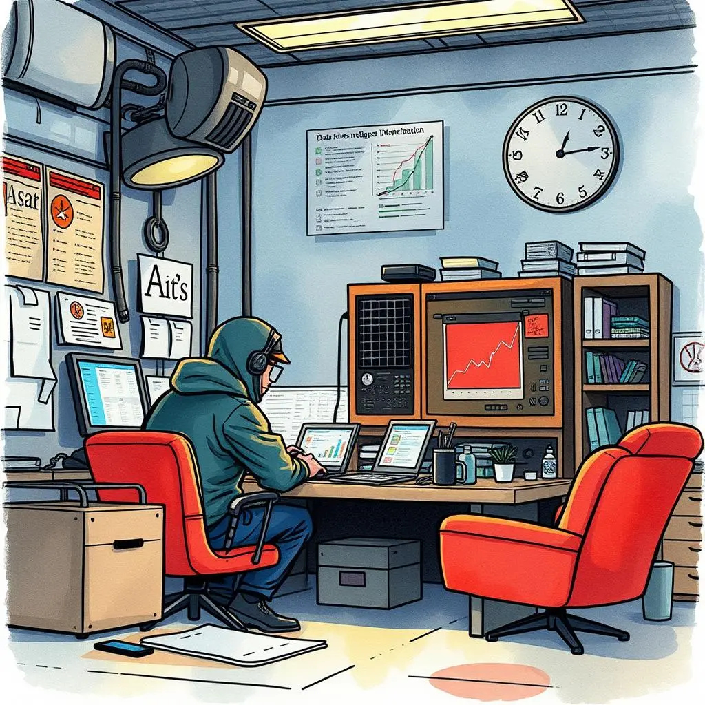 Input data refiner: Purify and prepare incoming information 1 Analyst working in an organized workspace with data visualization tools.