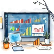 Dashboard visualization with analytics graphs and charts