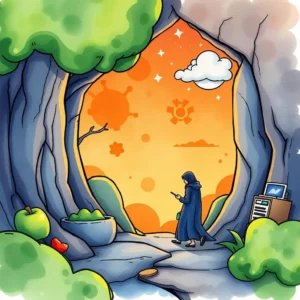 Integration guidelines creator: Develop guidelines for data integration standards 5 A person in a blue cloak walks towards a colorful sunrise, exploring integration concepts in a serene landscape.