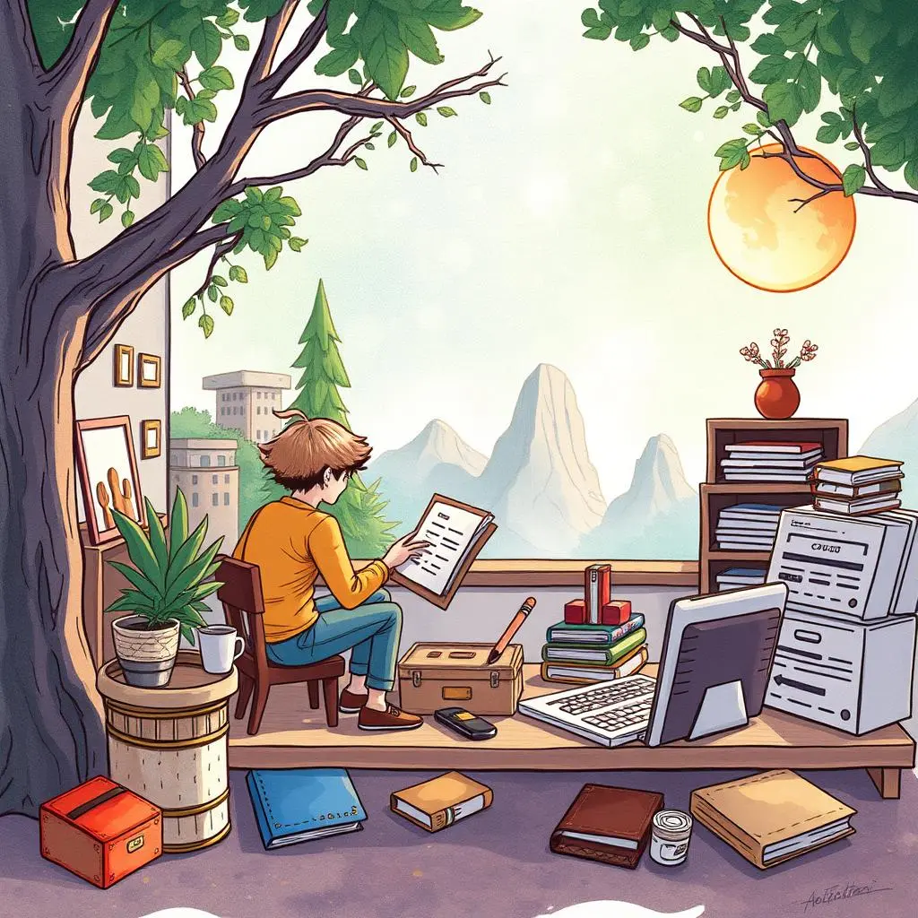 Data input formatter: Streamline data entry for machine learning purposes 1 A person reviewing data inputs in a serene study environment.