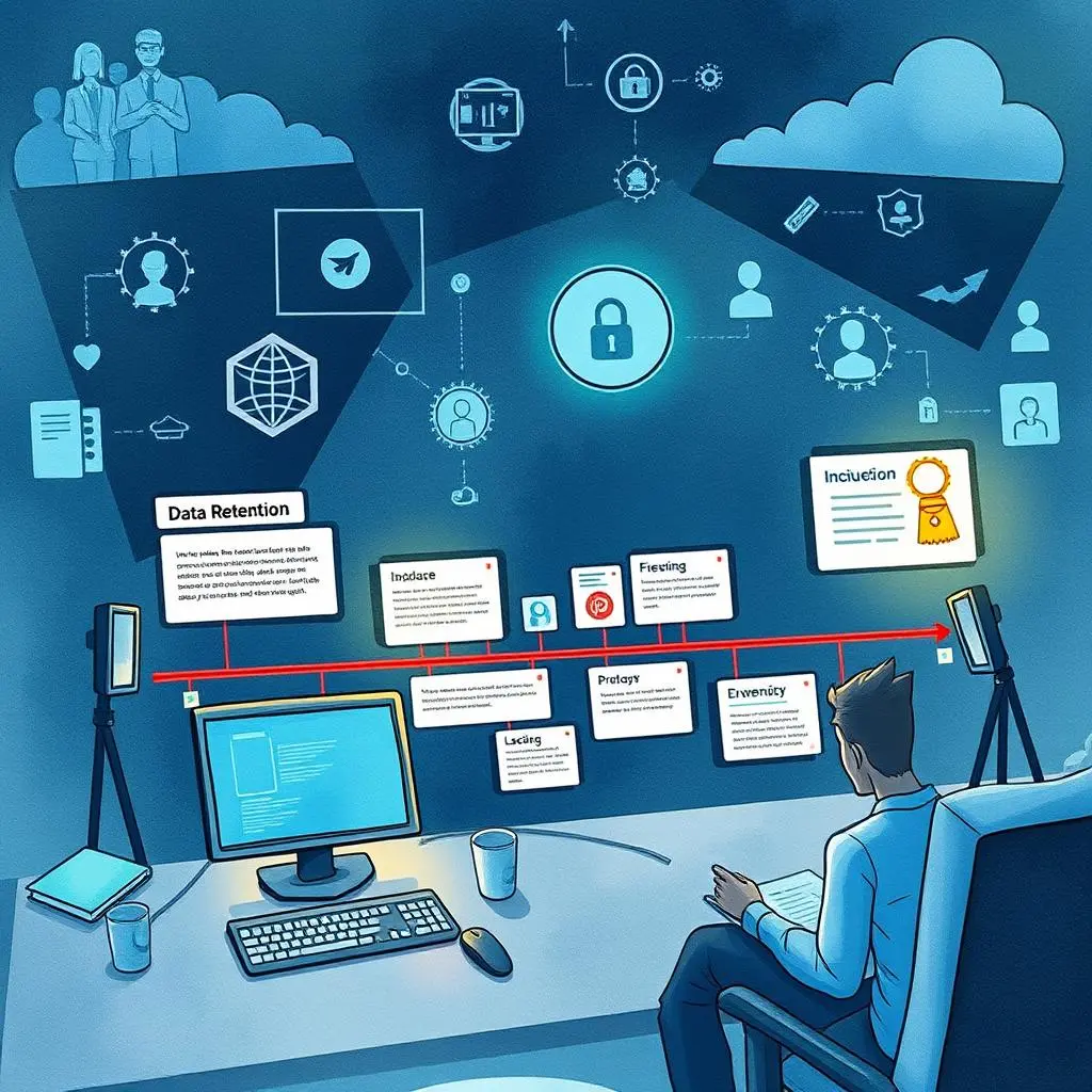 Data retention incident canvas: Visualize incident report timelines 1 Data retention incident canvas visualizing timelines for security incident analysis.