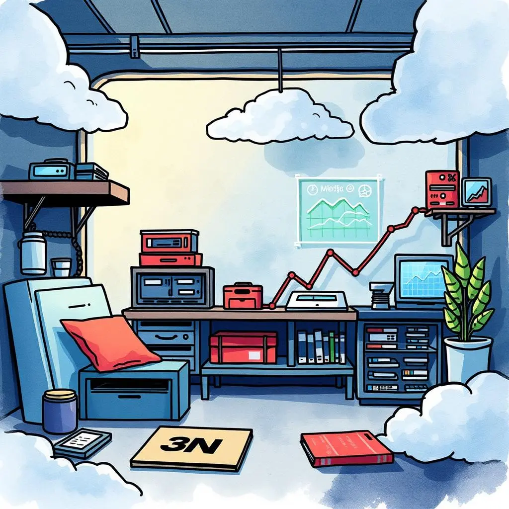 Data Trends Analyzer tool setup in an IT workspace with graphs and data storage elements.