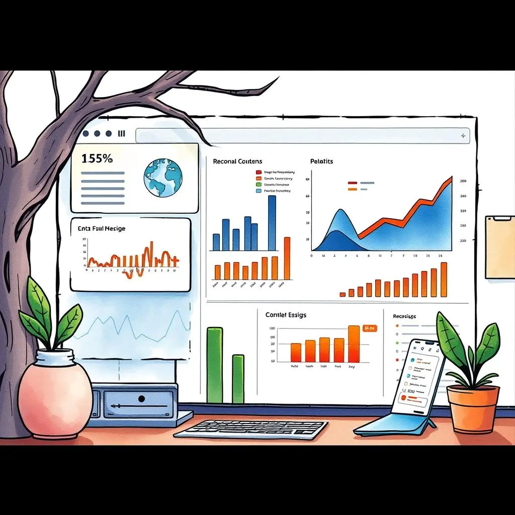 Business Intelligence report displayed on a screen with charts and graphs for data visualization