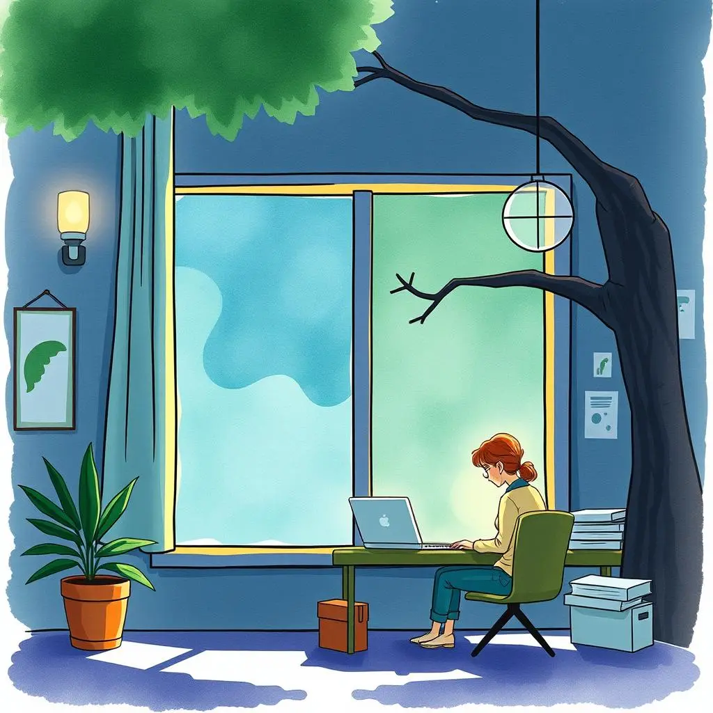 Position alignment tool: Generate descriptions for position classifications 1 A focused hr professional working at a desk in a bright office.