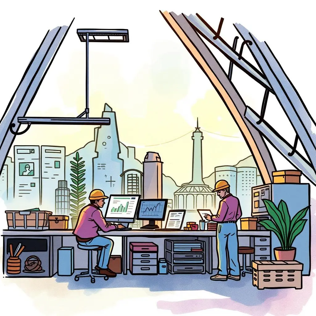 Demand analysis bulletin: Generate concise reports for product demand analysis 1 Efficient workspace for Demand Analysis in manufacturing, featuring analytics on screens and planners at desks