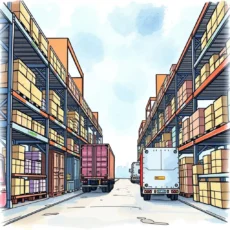 Warehouse scene showcasing organized inventory for demand reporting.