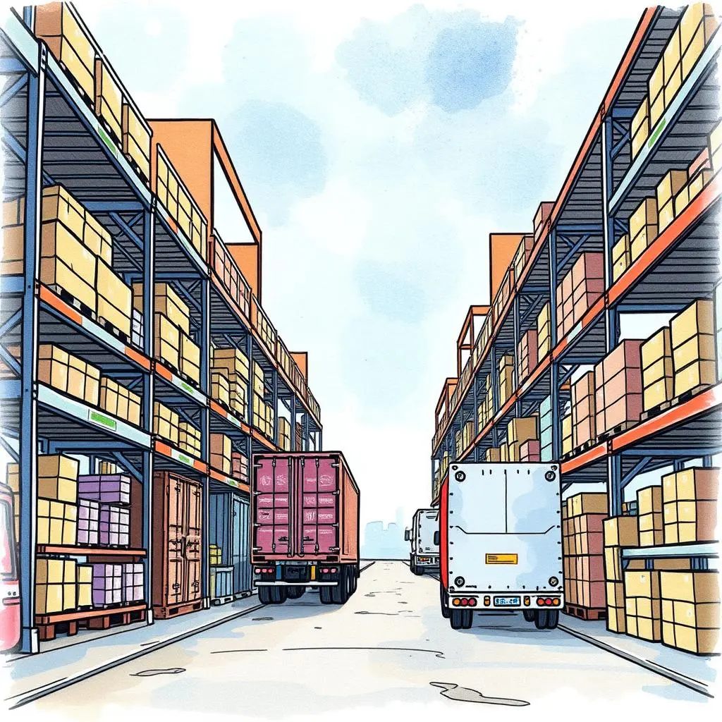 Inventory demand reporter: Generate inventory demand reports easily 1 Warehouse scene showcasing organized inventory for demand reporting.
