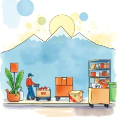 A worker managing inventory in a supply chain environment with mountains in the background