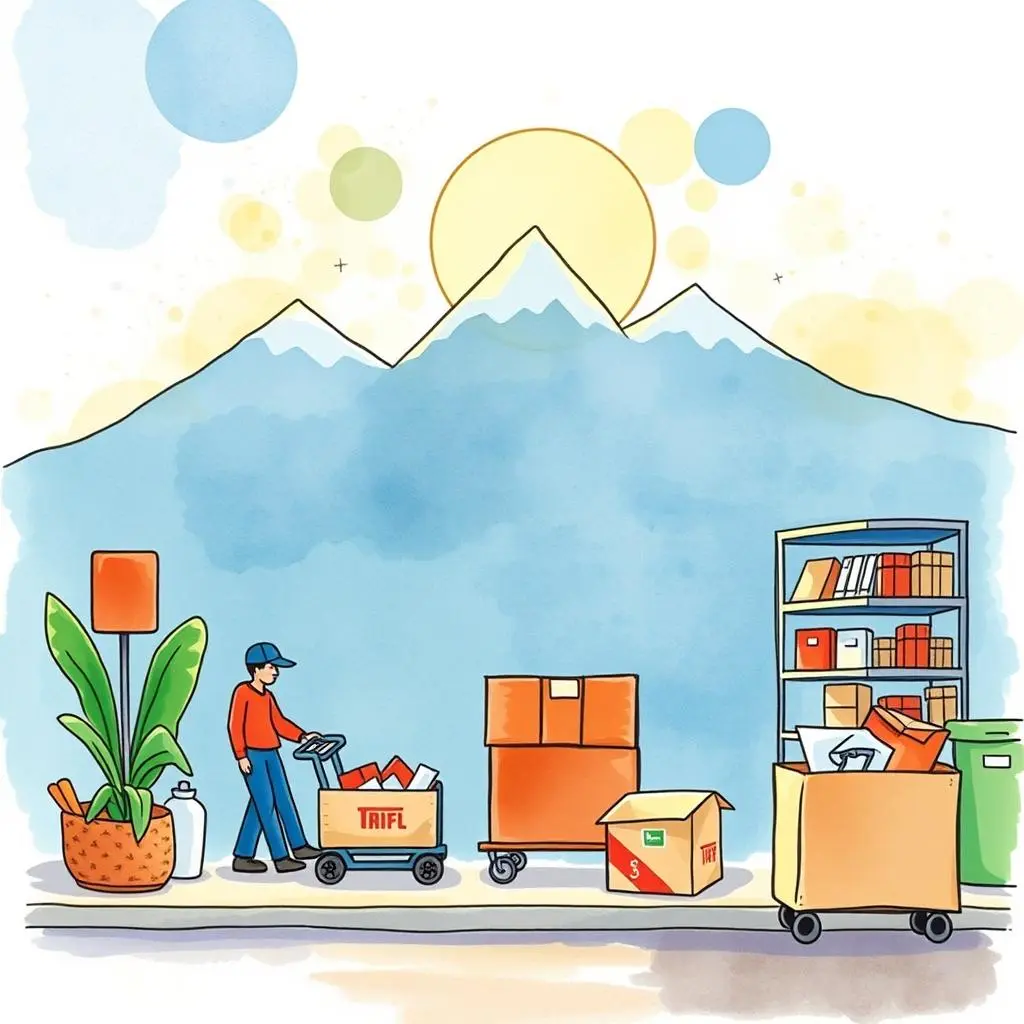 Market demand analyzer: Assess market factors affecting demand fluctuations 1 A worker managing inventory in a supply chain environment with mountains in the background