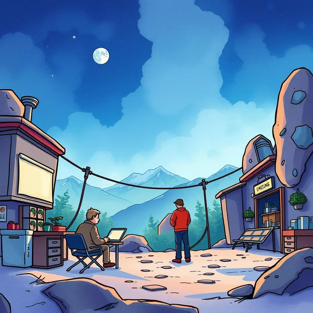 Feedback quality evaluator: Assess the quality of user feedback inputs 1 A serene mountain scene featuring a data analyst working while another observes in the distance.