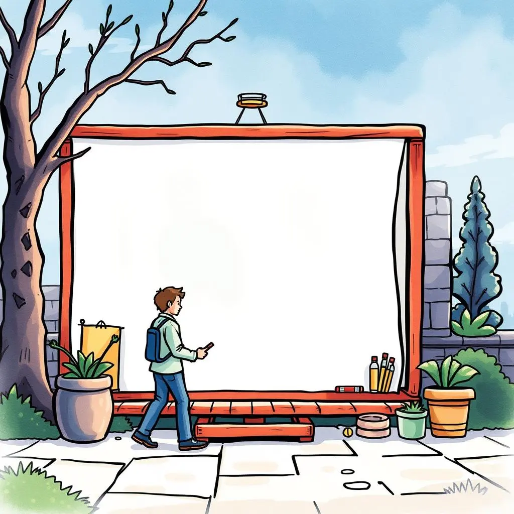 Segment builder pro: Create tailored audience segments with ease 1 A person walks past a large blank canvas outdoors, ready for digital campaign creativity.
