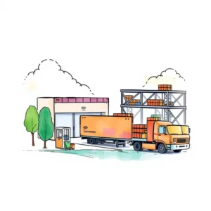 Truck loaded with goods at a logistics facility for efficient distribution planning.