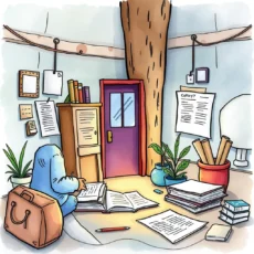 A cozy workspace with books and documents for enhancing EHS reports.