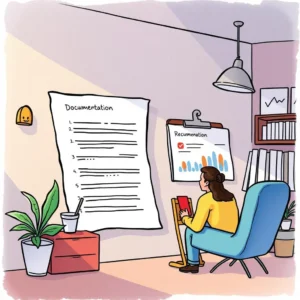 Feedback reflector: Present customer sentiment analysis from provided feedback 7 A woman analyzes customer feedback in a bright office, focusing on documentation and visual data.