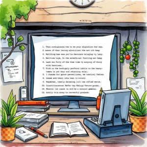 A workspace with a computer, plants, and documents, illustrating a Documentation process for IT.