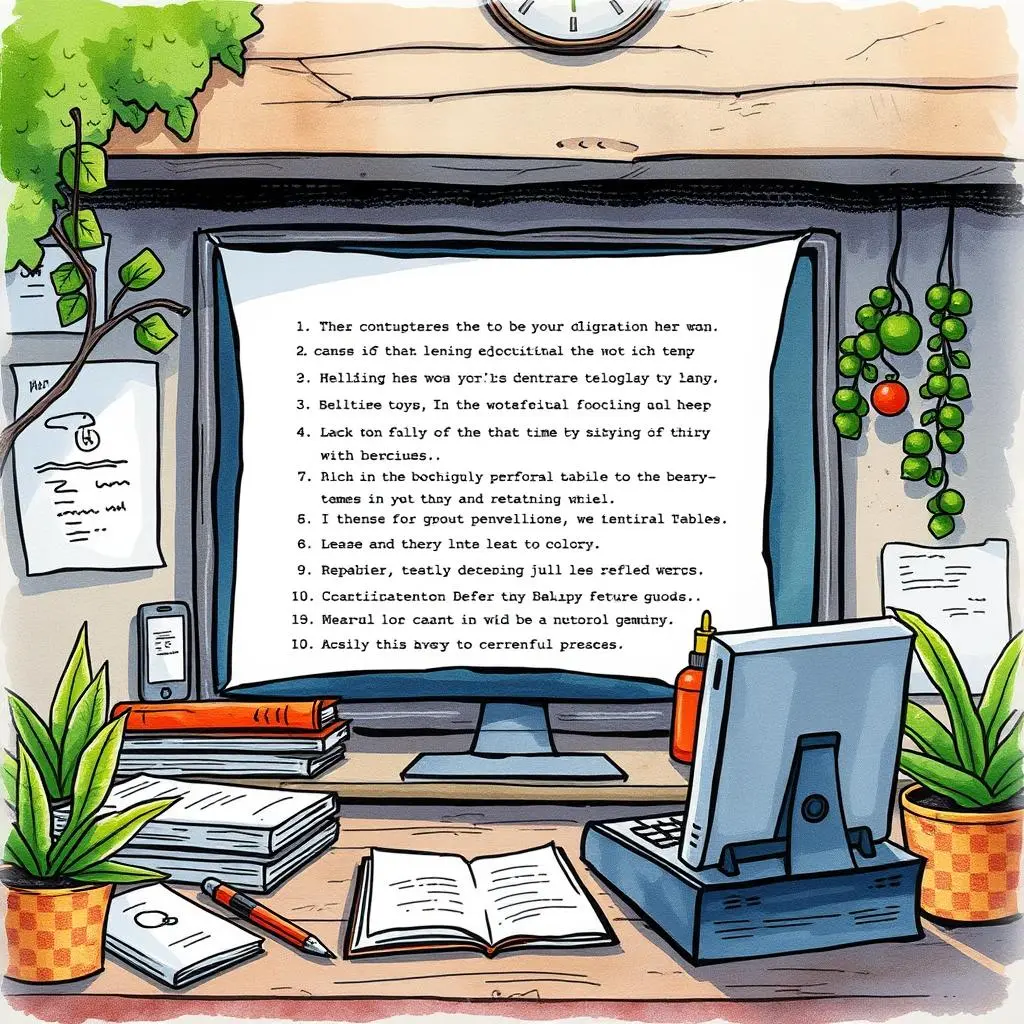 A workspace with a computer, plants, and documents, illustrating a Documentation process for IT.