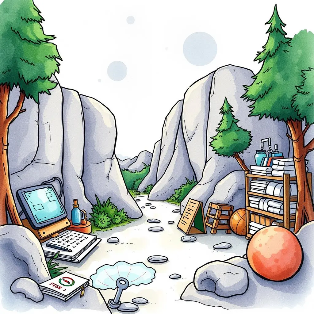Regulatory summary creator: Generate summaries for regulatory requirements 1 Illustration of a serene path through rocks, symbolizing regulatory clarity.