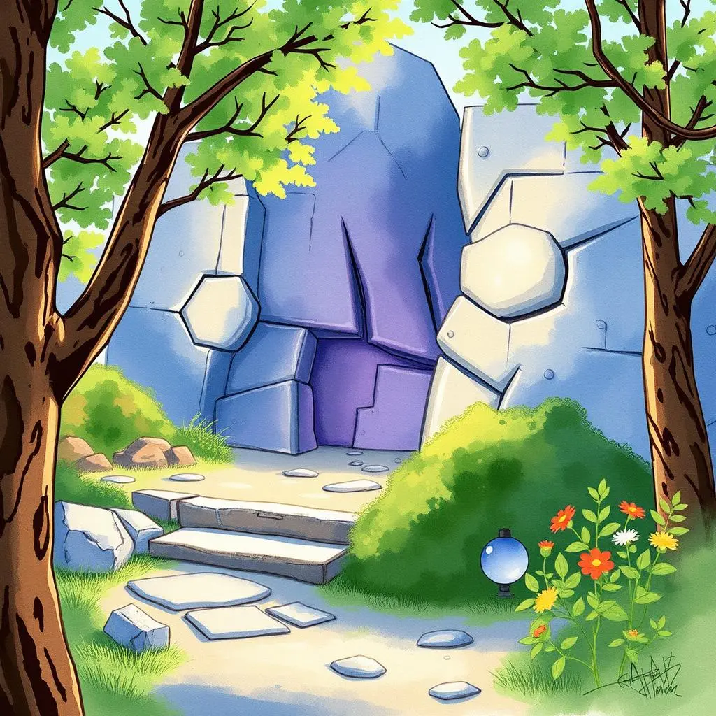A serene path leading to a rock formation, ideal for discussing documentation processes.