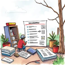 Person documenting incident details with charts and notebooks outdoors.