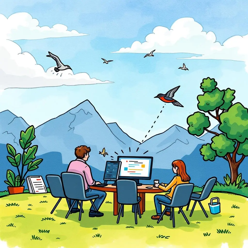 Promotional content maker: Create diverse promotional materials effortlessly 1 Professionals collaborating outdoors to create engaging promotional materials.