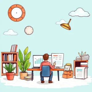 Compensation Insight Extractor in use at a desk with data analysis visuals, plants, and office items.