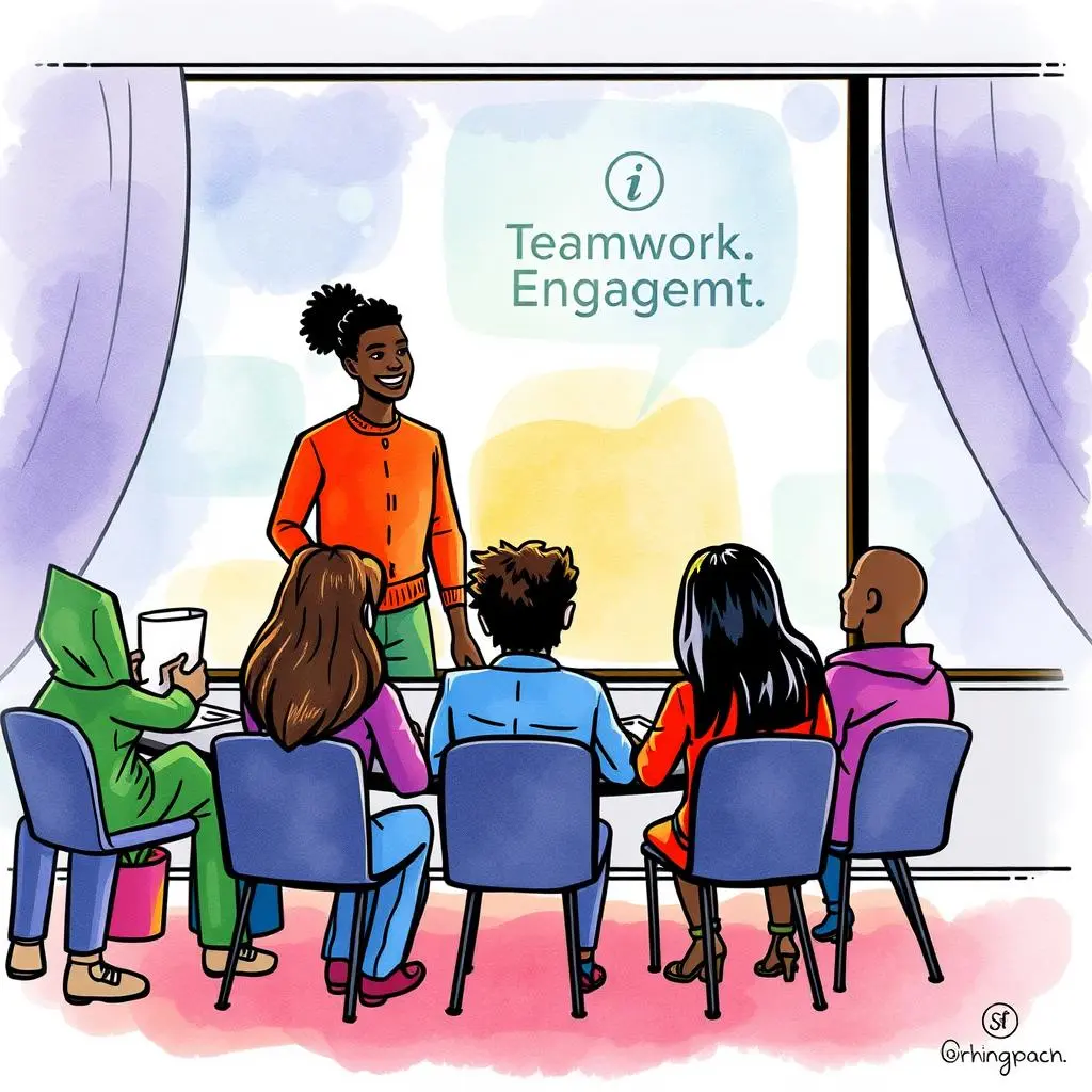 Inclusive collaboration strategy generator: Create strategies for inclusive teamwork activities 1 Inclusive teamwork activity with diverse participants engaged in a collaborative session.