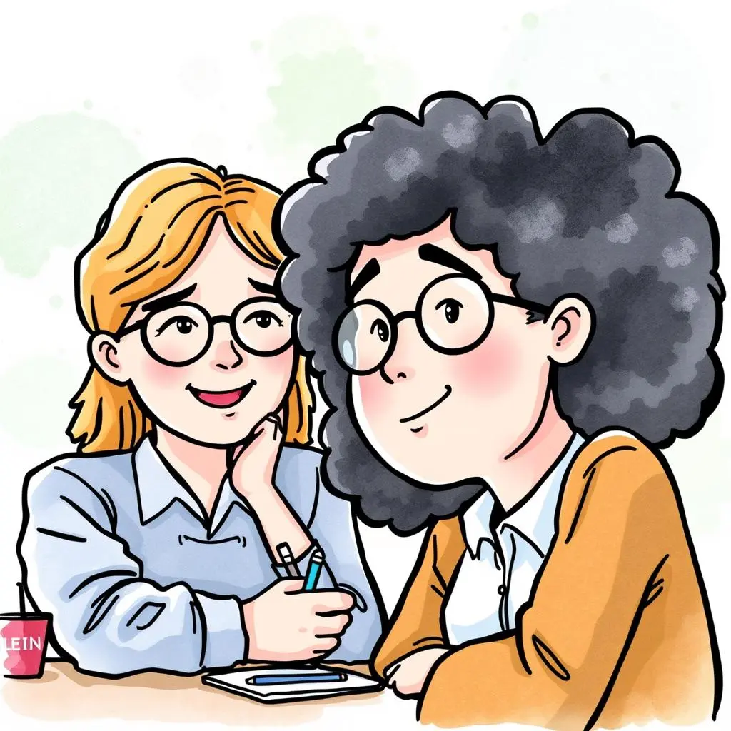 Feedback collector: Capture and consolidate employee insights 1 Two cheerful employees discussing feedback collection while seated at a table.