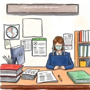 Employee in an office setting masks sensitive information using the Employee Data Anonymization Tool