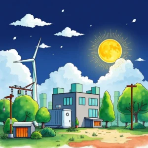 Efficient facility with wind turbine and solar energy