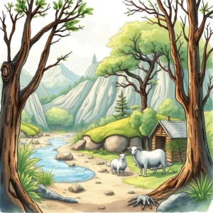 Scenic landscape depicting harmony between nature and sustainable practices.
