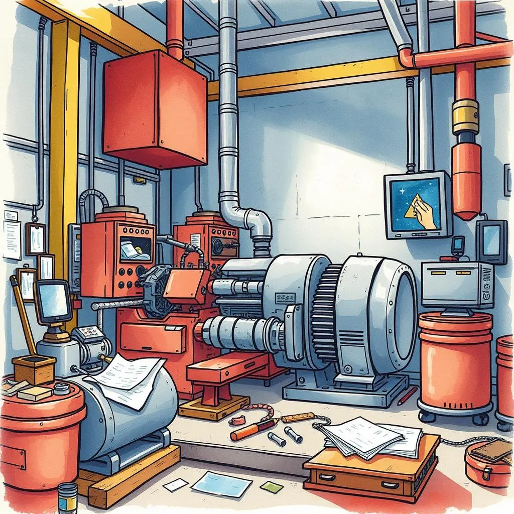 Maintenance report compiler: Compile detailed reports on maintenance tasks 1 Maintenance Report Compiler tools in a manufacturing facility showcasing equipment and workflow setup necessary for maintenance.