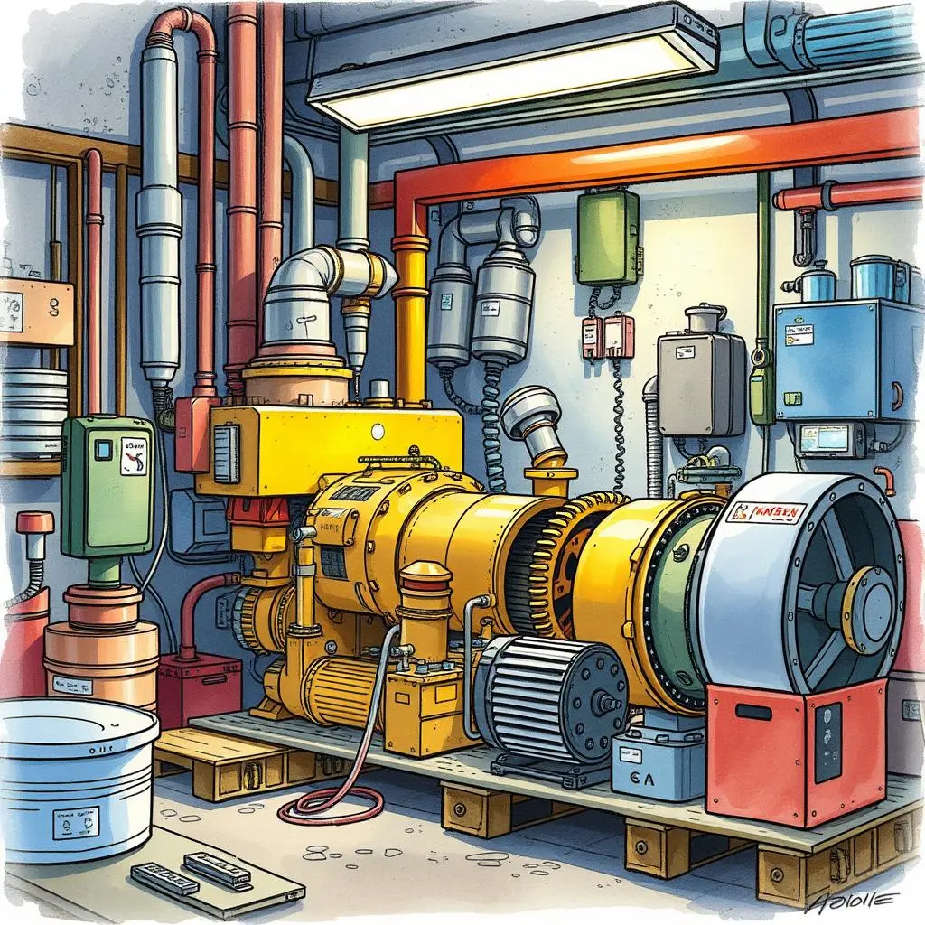 Parts supplier locator: Identify suppliers for needed components 1 A detailed workshop featuring industrial machinery and piping for equipment maintenance