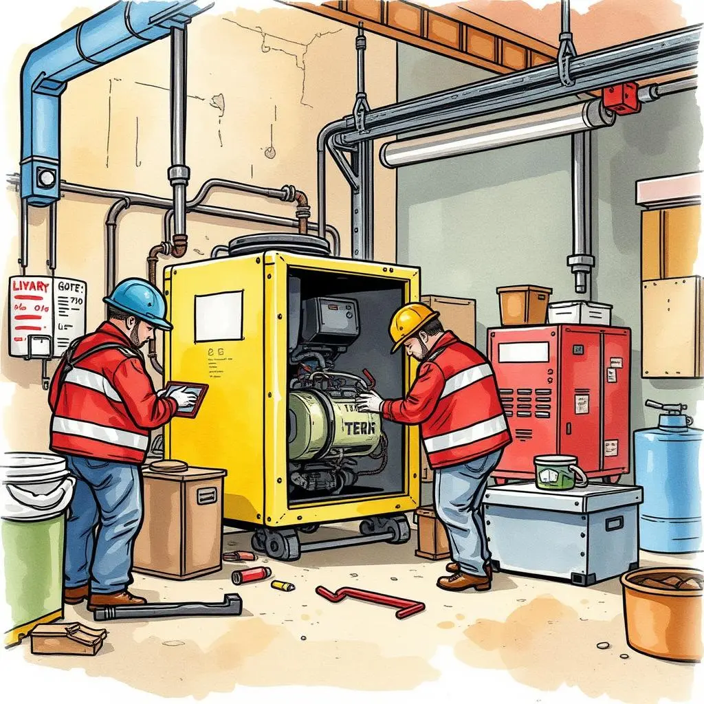 Equipment functionality checker: Verify and assess equipment performance status 1 Equipment maintenance technicians assess machinery performance using an Equipment Functionality Checker.