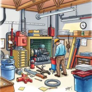 Equipment repair report maker: Automatically format repair work summaries 4 A maintenance technician organizes tools and equipment in a workshop for efficient repair work.