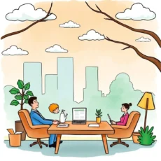 Professionals collaborating in a modern office on tax code revisions.