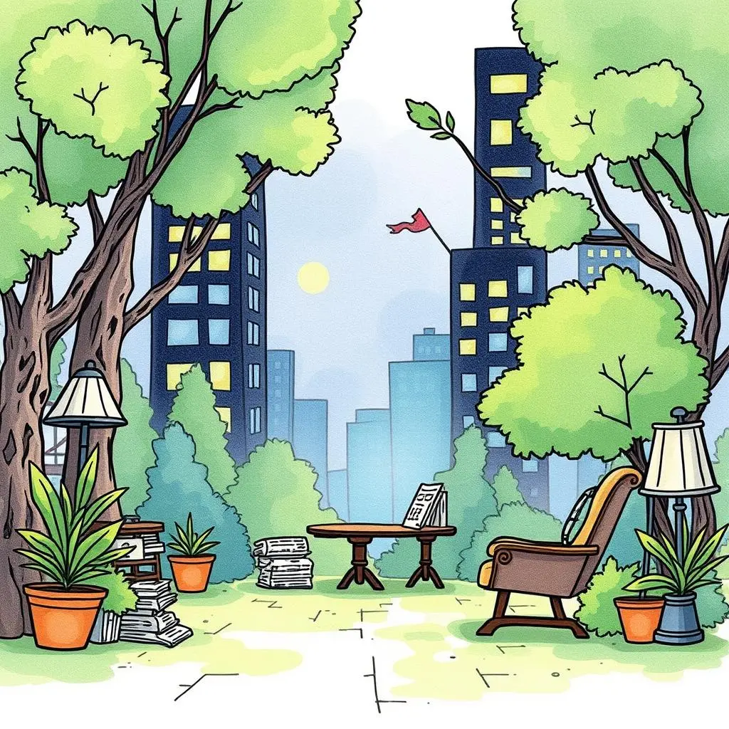 Tax information digest: Summarize significant tax law adjustments 1 A serene urban garden with seating, symbolizing a calm tax analysis environment.