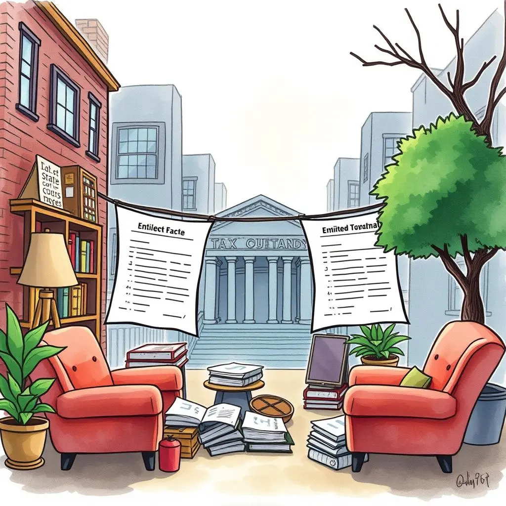 Tax law change summarizer: Generate briefs on tax regulation updates 1 Colorful illustration of a cozy reading area with tax documents and books.