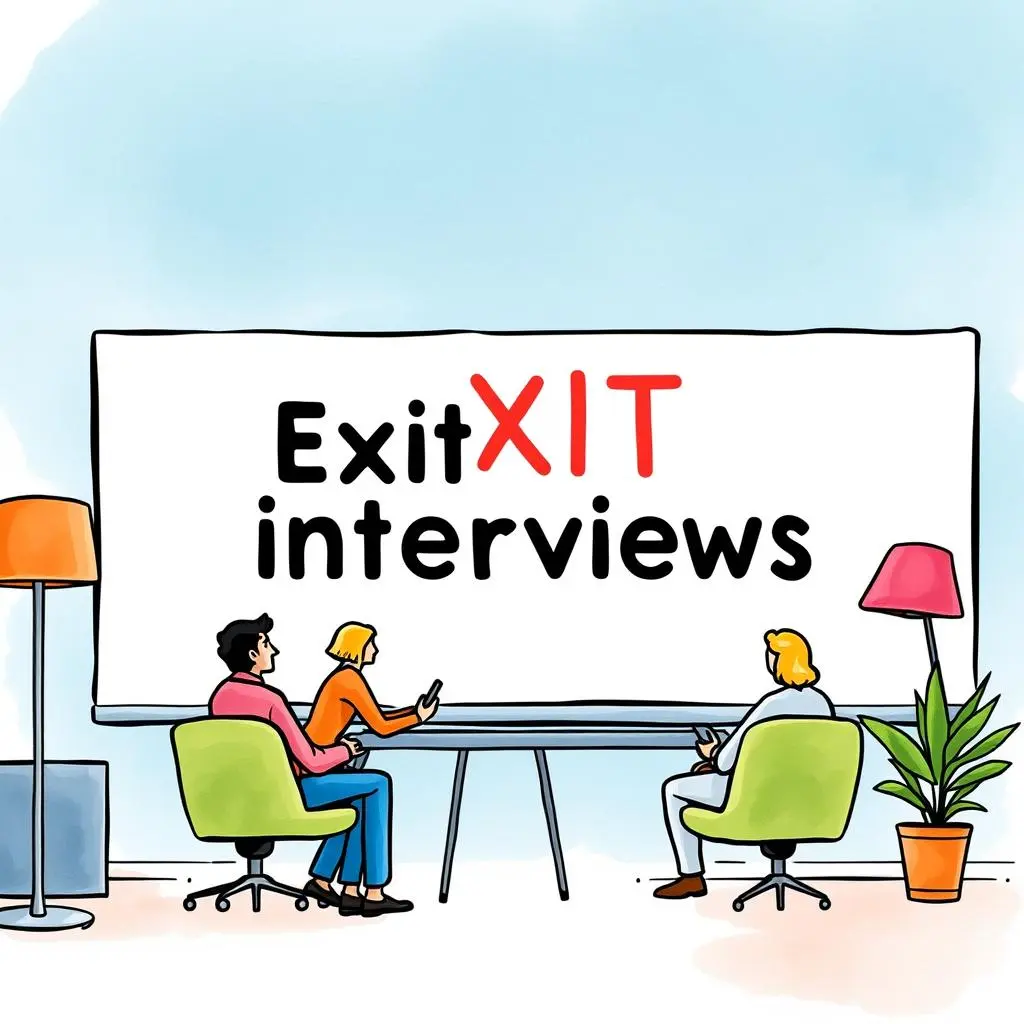 Response summary crafter: Generate quick summaries of exit responses 1 Three professionals discussing exit interview summaries in a modern office setup.