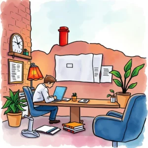 Policy clarity enhancer: Simplify complex expense policies for comprehension 2 Professional analyzing expense policies in a well-organized office workspace.