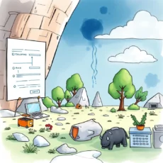 Whimsical illustration of a data formatter tool in nature setting.