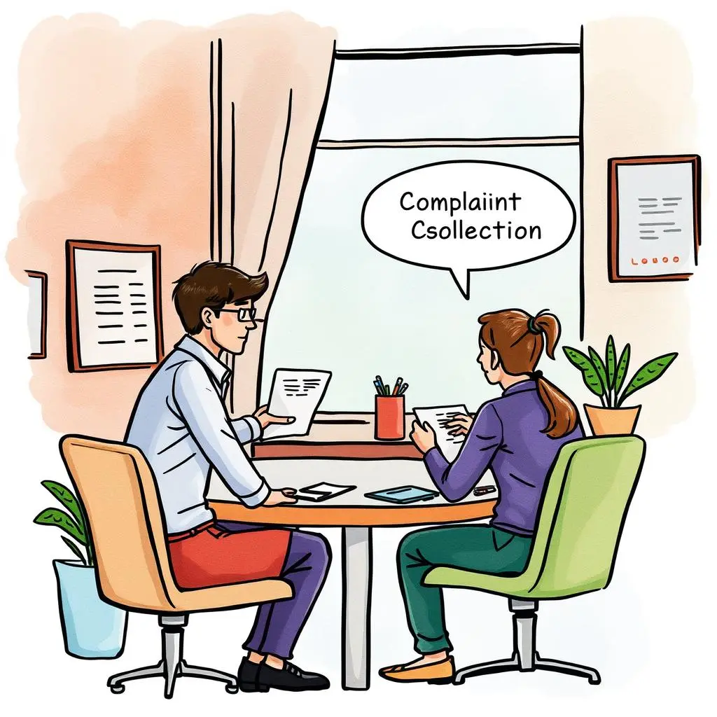 Feedback adjustment builder: Create plans to modify processes from feedback 1 A discussion between two professionals focusing on feedback collection in a customer service setting.