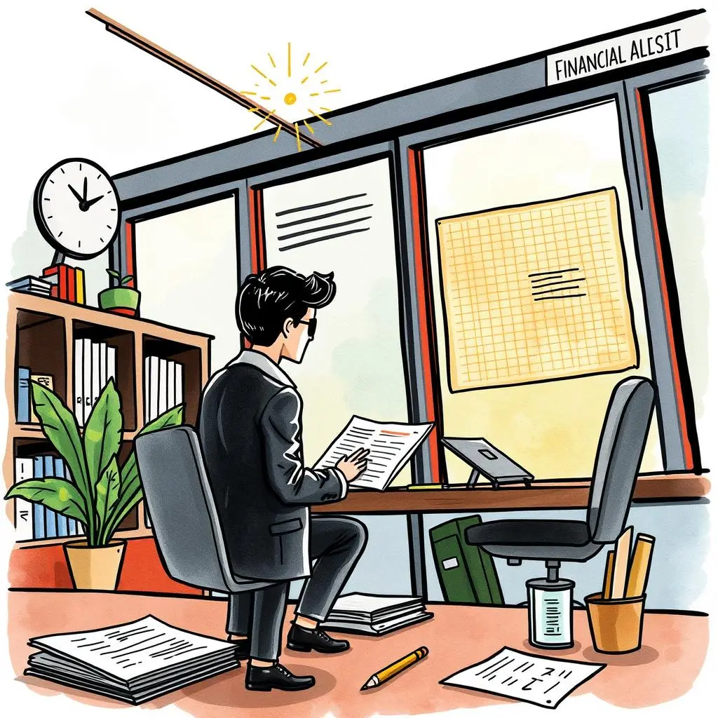 Fraud risk assessment advisor: Provide feedback on fraud risks in reports 1 A financial auditor reviewing documents in a bright office with a focus on fraud risk assessment.
