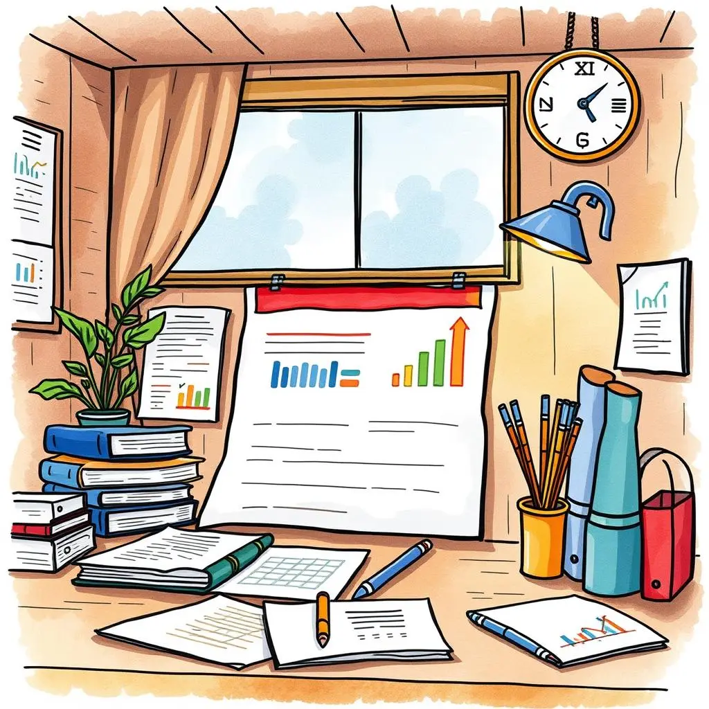 Audit trail generator: Compile and present an audit trail of records 1 Organized workspace featuring charts and documents for financial reporting tasks